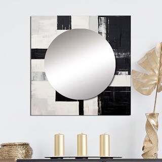 Designart "Abstract Ebony Echoes" Abstract Shapes Wall Mirror ...